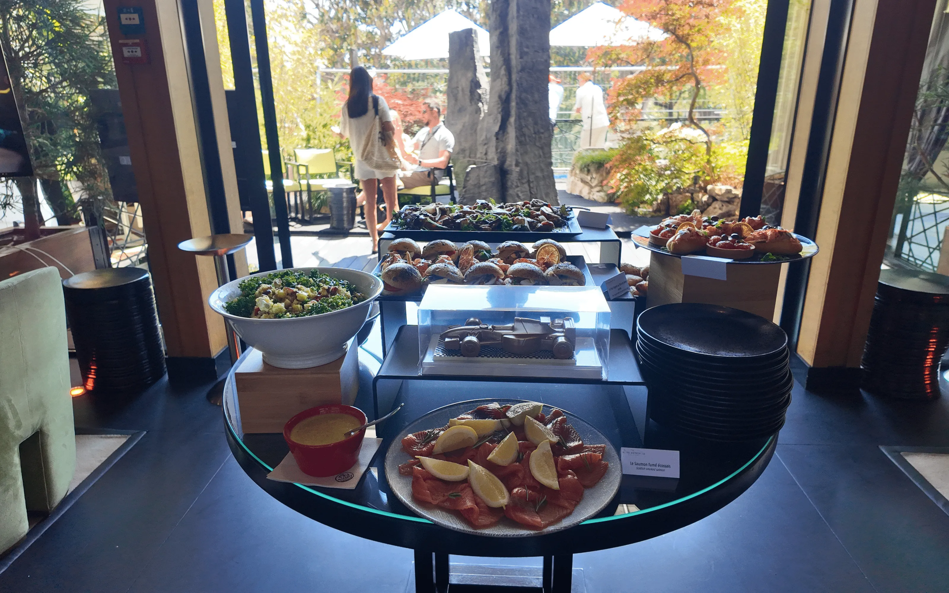Premium dining table prepared for guests at YOSHI Restaurant during the Monaco Grand Prix