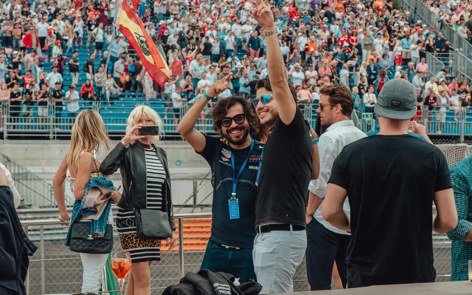 Monaco Grand Prix hospitality guests gathered aboard a luxury superyacht