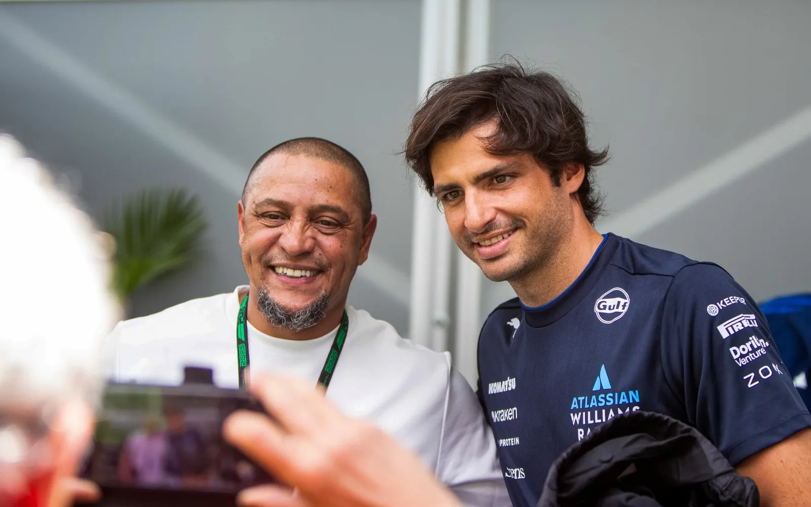 F1 Paddock Club Hospitality guests meeting Formula 1 driver Carlos Sainz