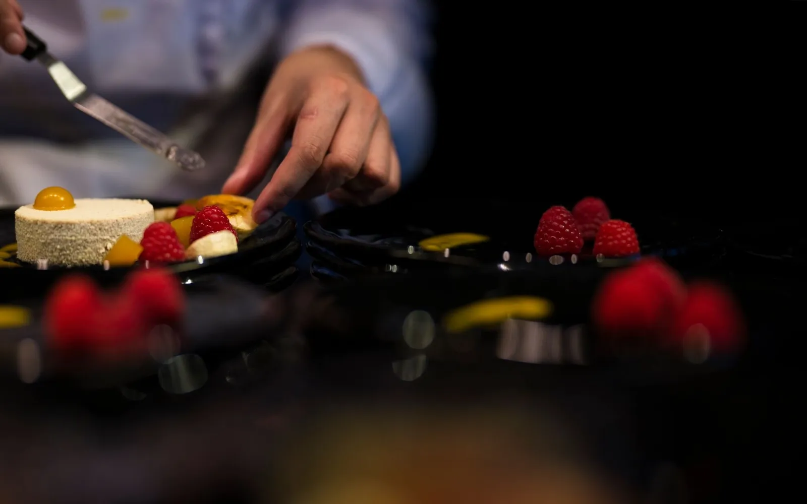 gourmet food being prepared inside F1 Paddock Club hospitality suite