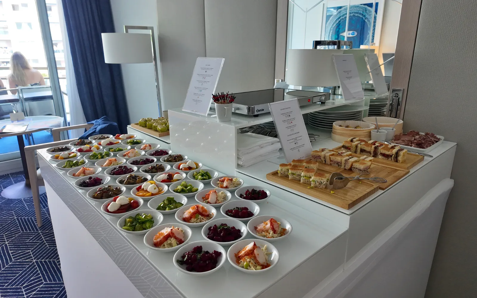 Light bites and refreshments served inside the Fairmont Hairpin Suite hospitality area