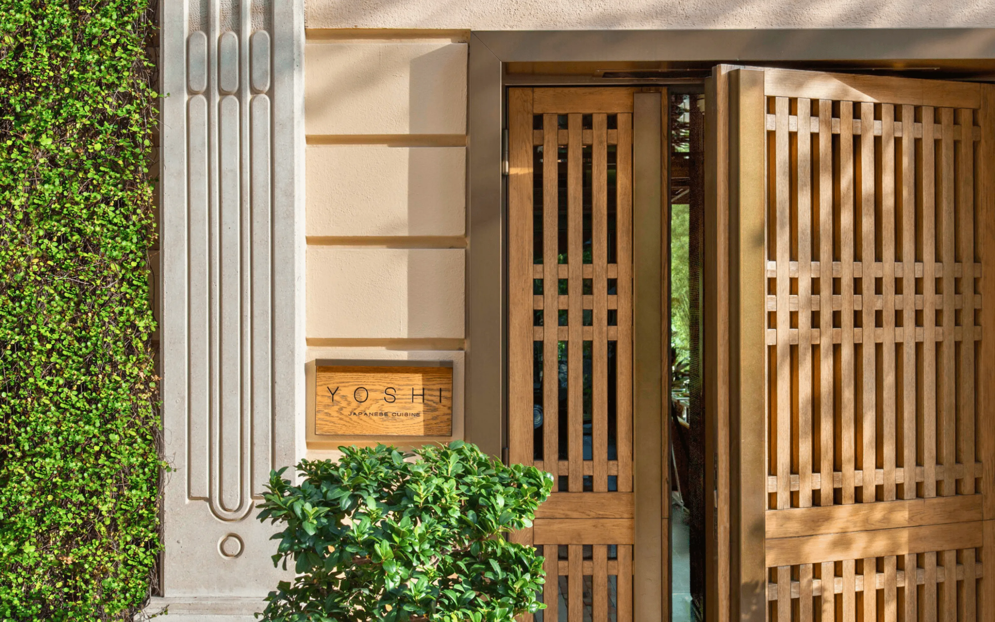 Elegant entrance to YOSHI Restaurant in Monaco during the Grand Prix weekend