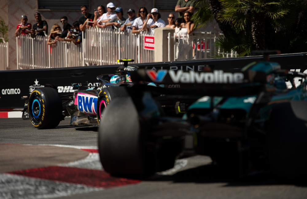 Cars passing Casino Square during the Monaco Grand Prix