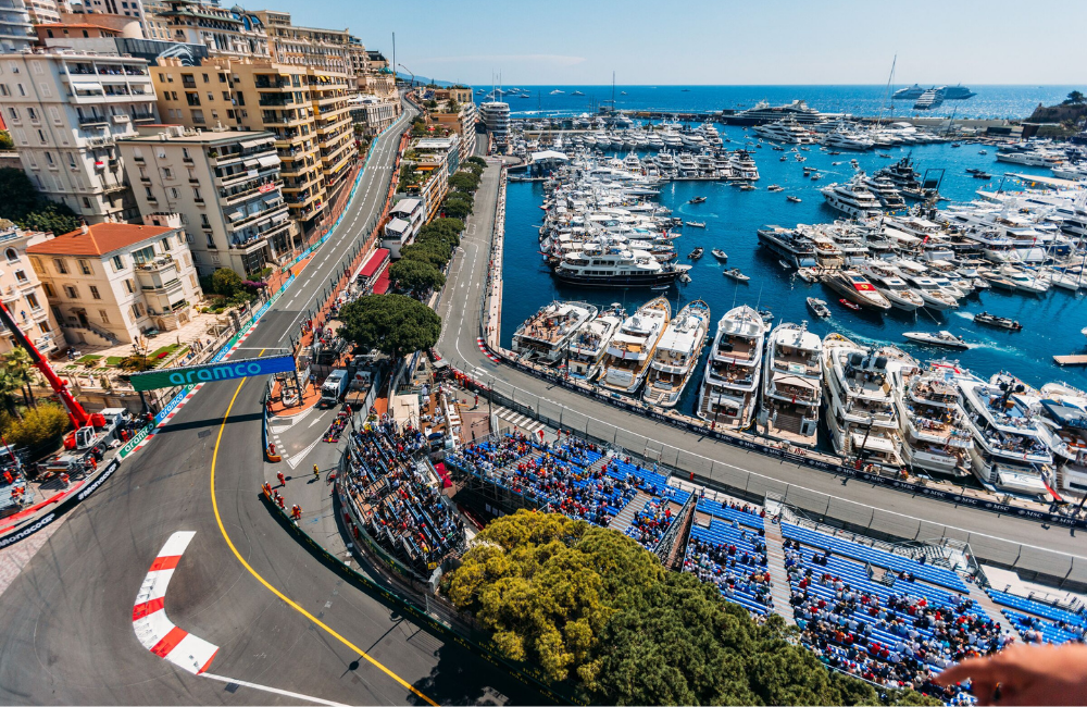 A high vantage view from Ermanno Palace over the start/finish straight
