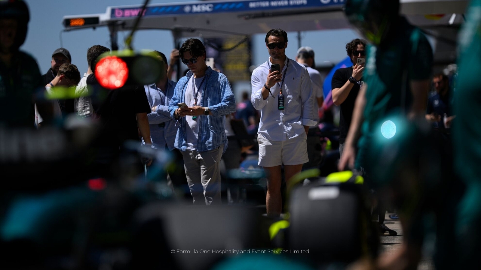 Private suite-style hospitality experience above the pit lane